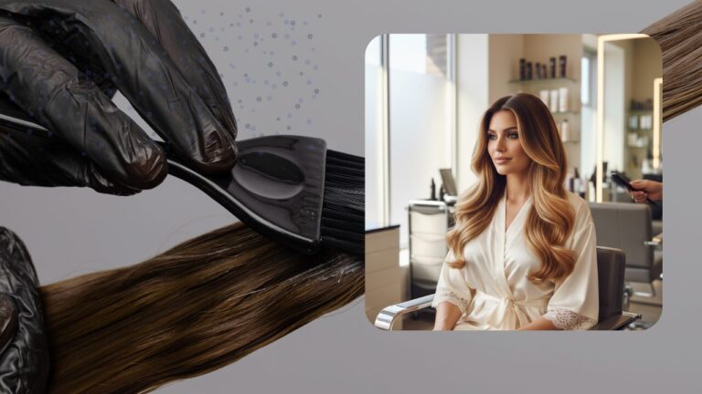 Woman showing a smooth dark-to-honey blonde ombre hair colour,