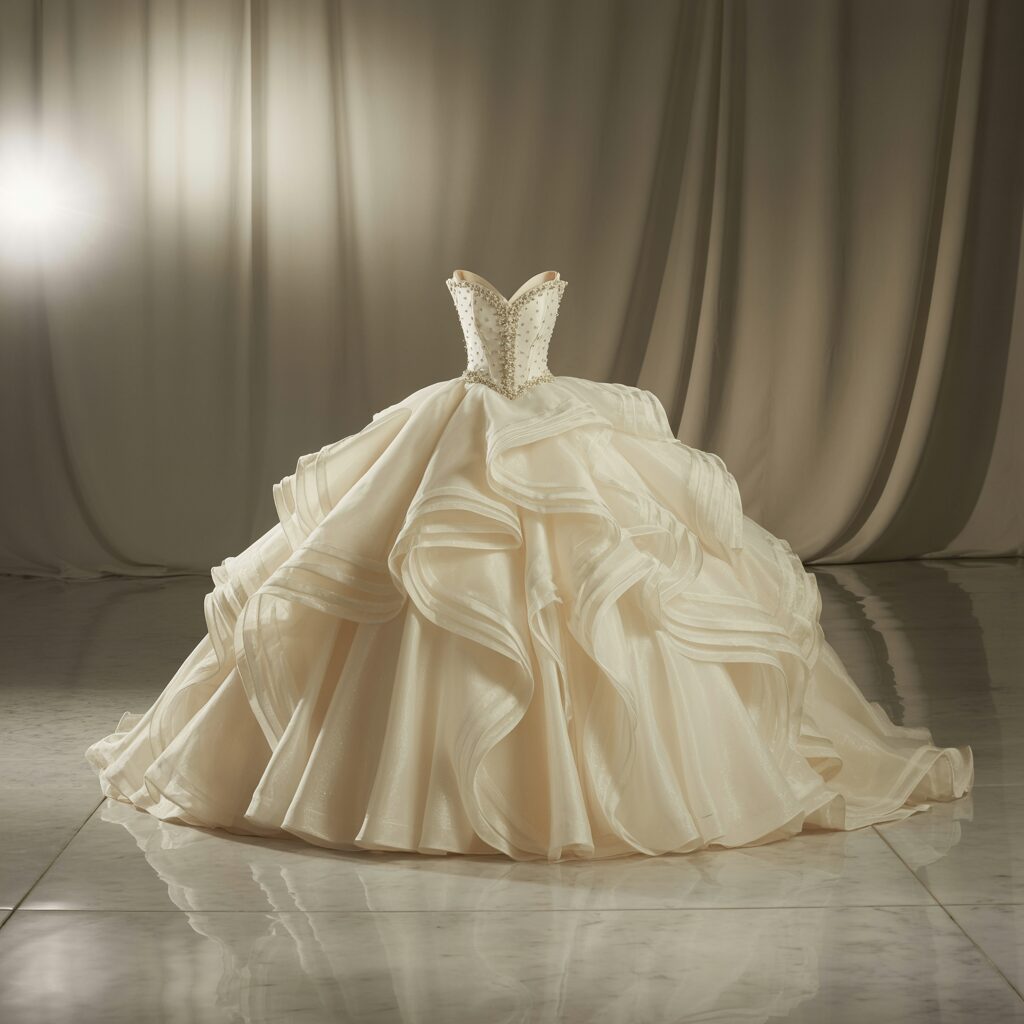 Ball Gown Organza Ruffled Wedding Dress