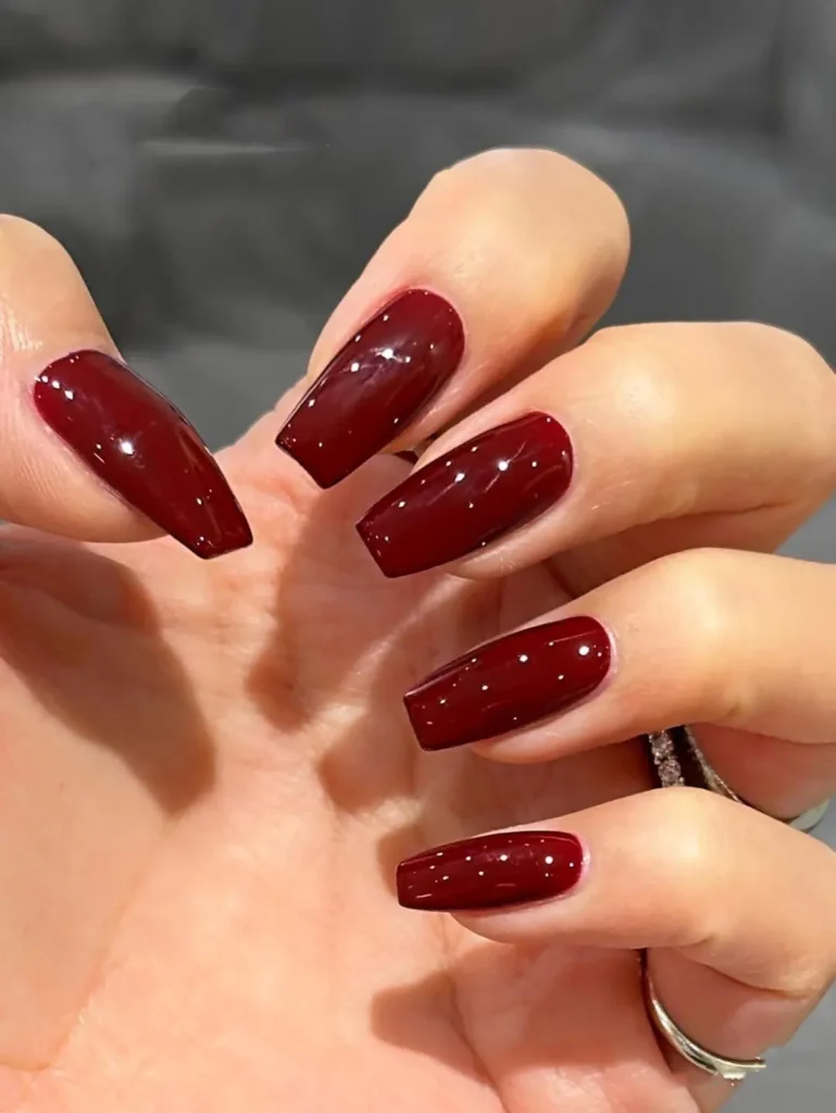 Dark Cherry Wine Nails Acrylic