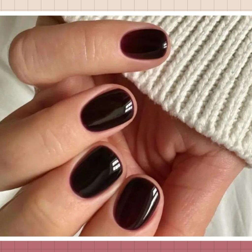Dark Cherry Wine Nails Short