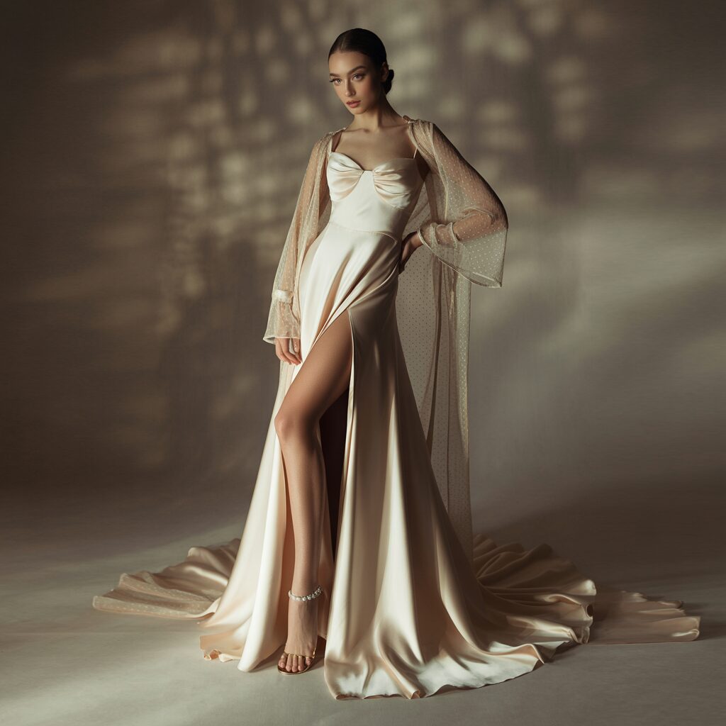 Long satin gown