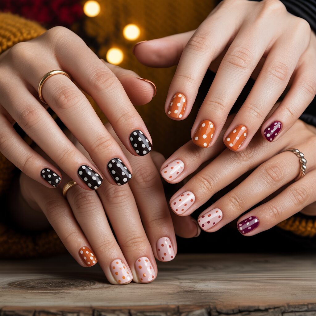 Polka Dot Autumn Nails