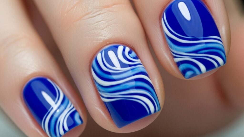 Unha Azul e Branca