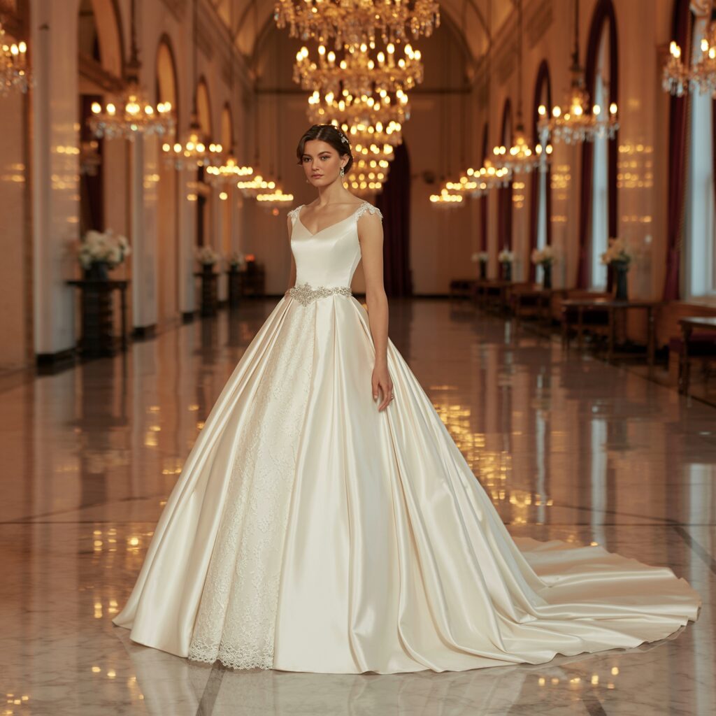 ball gown applique wedding dress