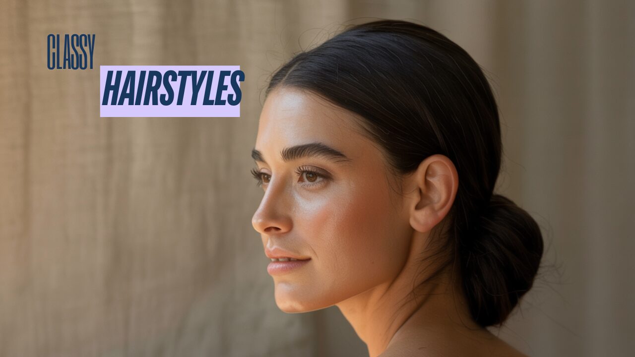 smooth low classy chignon hairstyle for long hair