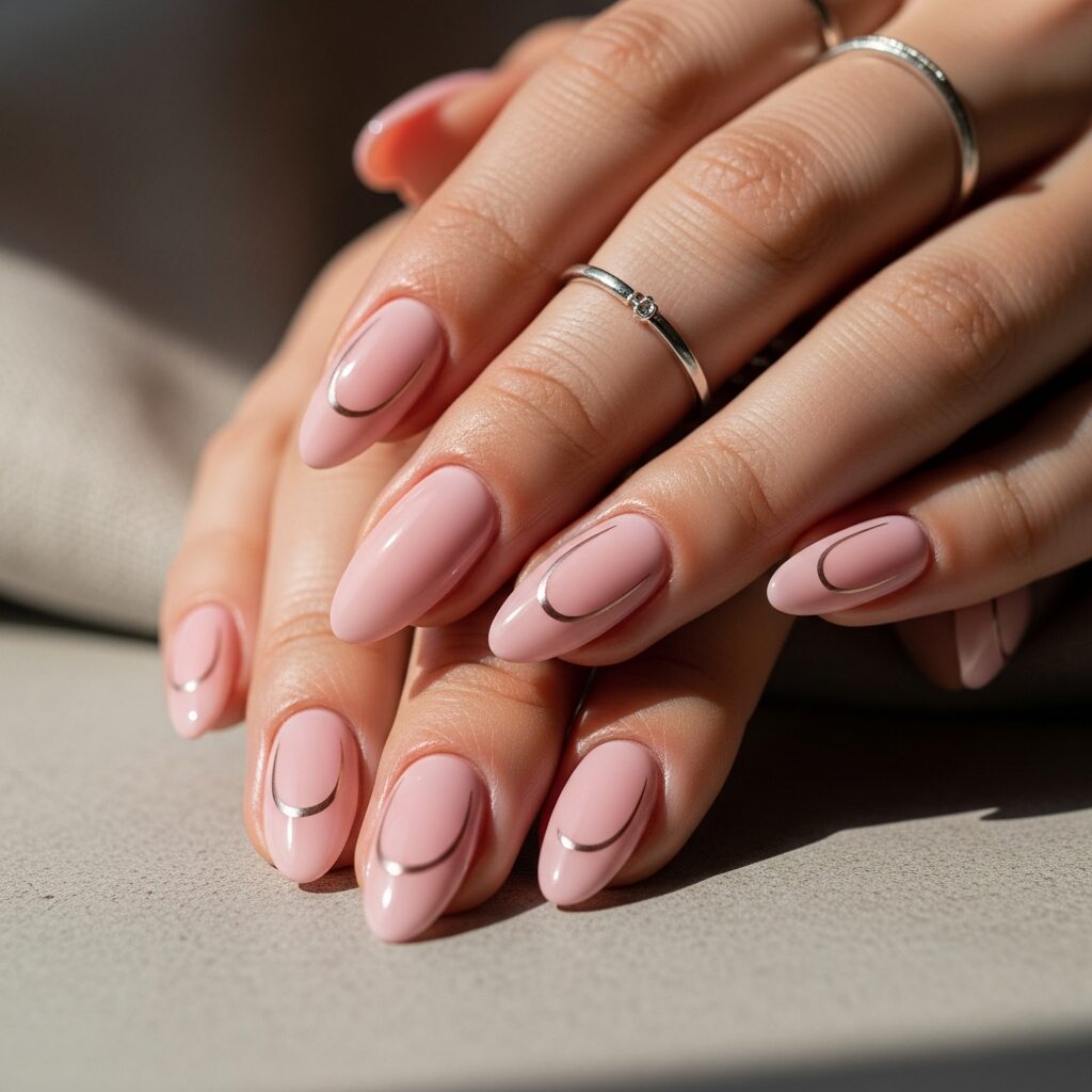 Trending nails 2025 inspo pink acrylic chrome almond shape manicure guide