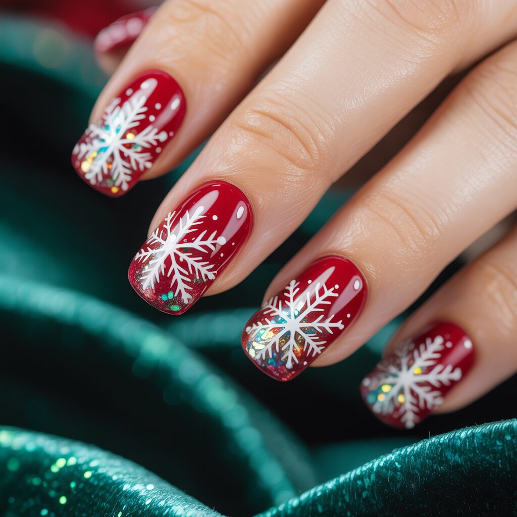 1. Christmas Acrylic Nails with Glitter