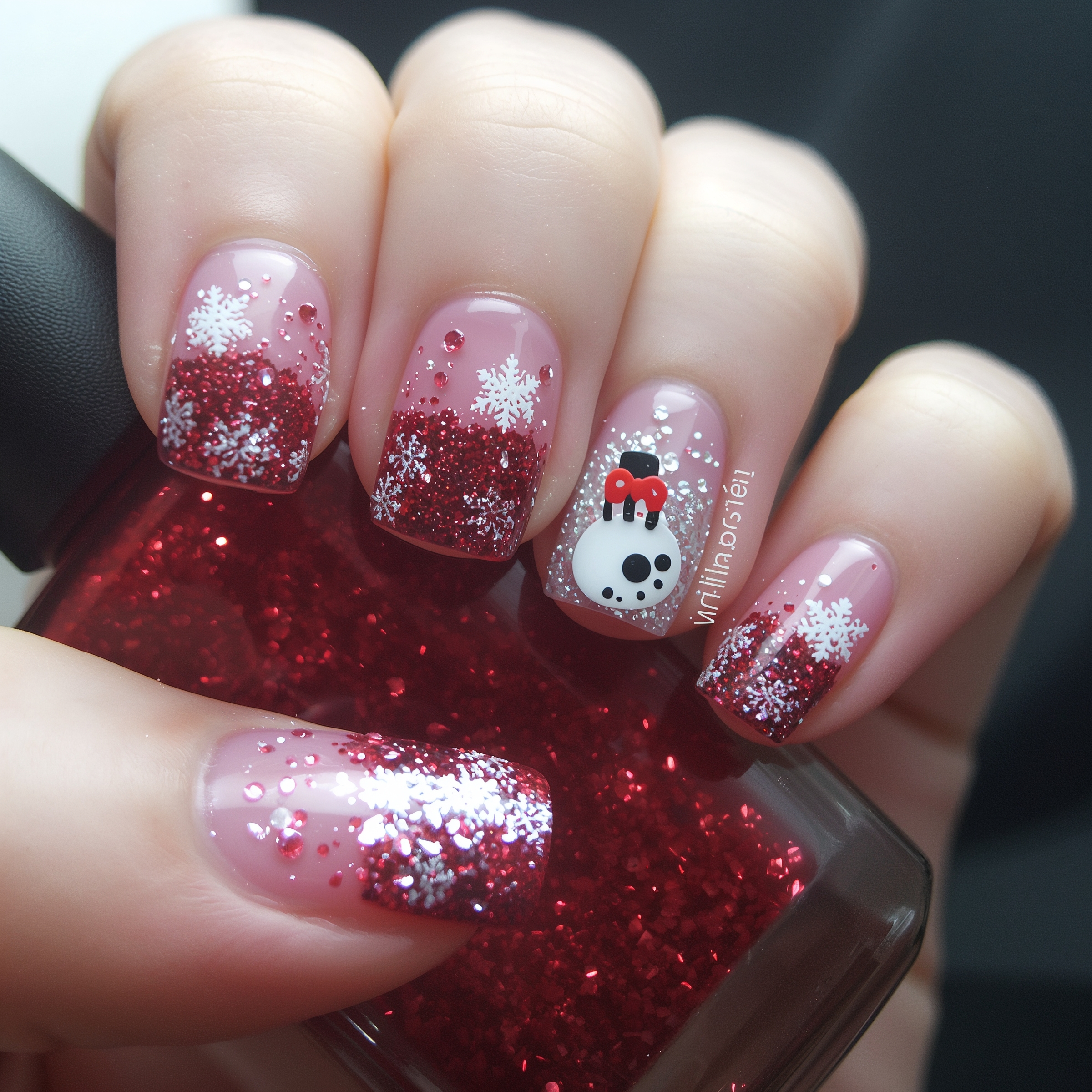 Blue Christmas Acrylic Nails