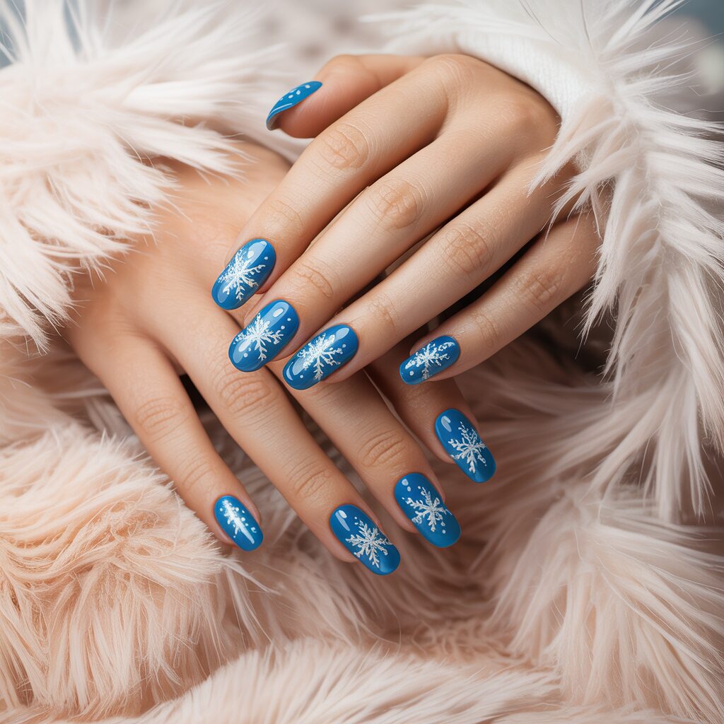 Blue Christmas Acrylic Nails