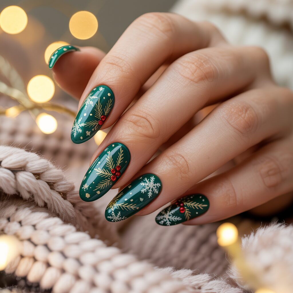 Christmas Acrylic Nails Almond Shape