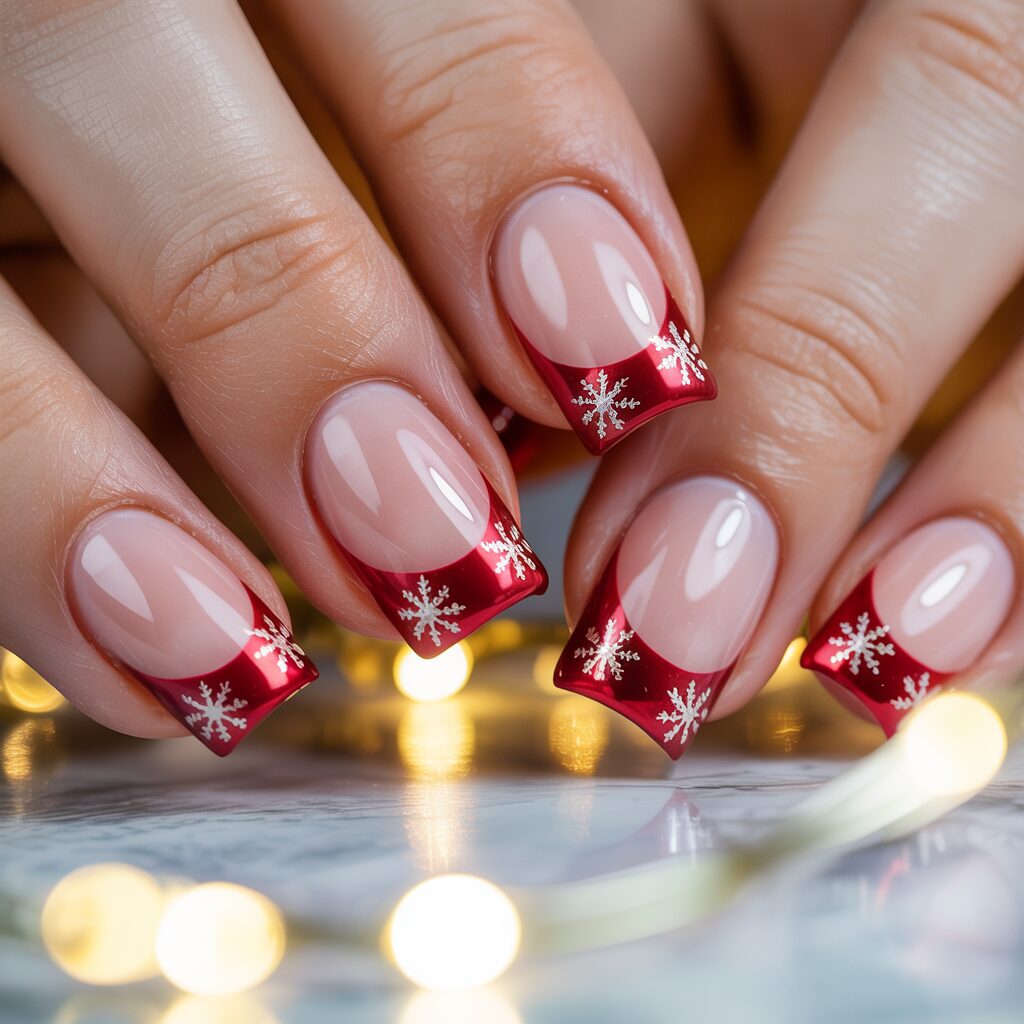 Christmas Acrylic Nails French Tip