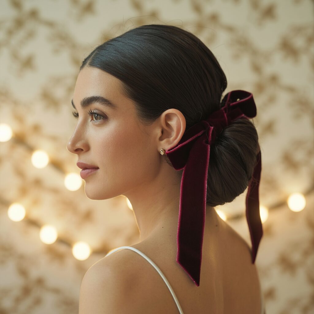 Elegant Low Bun with Ribbon