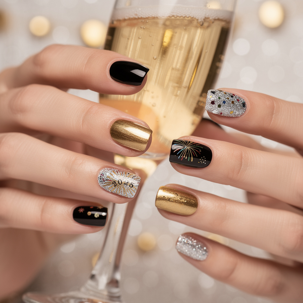 New Years Eve Nails for Short Nails 03