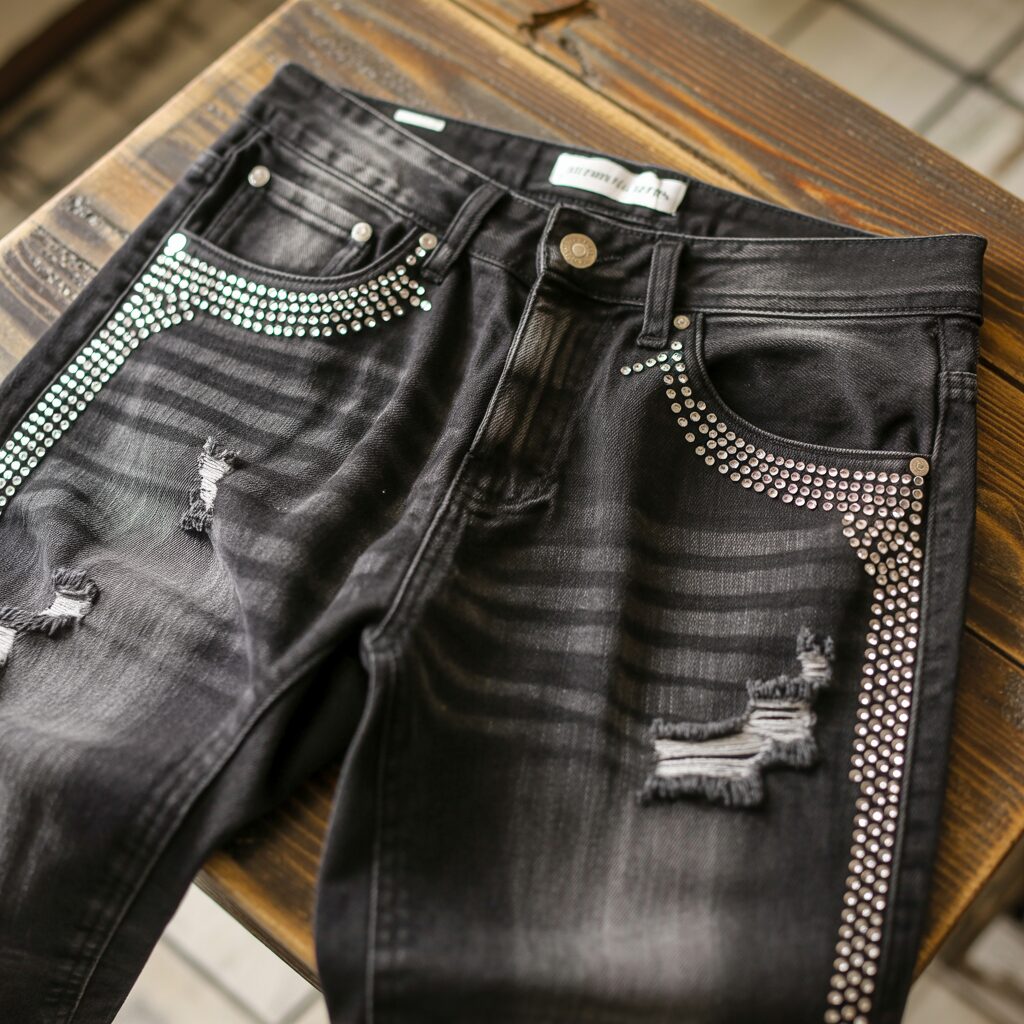 Rhinestone Black Jeans
