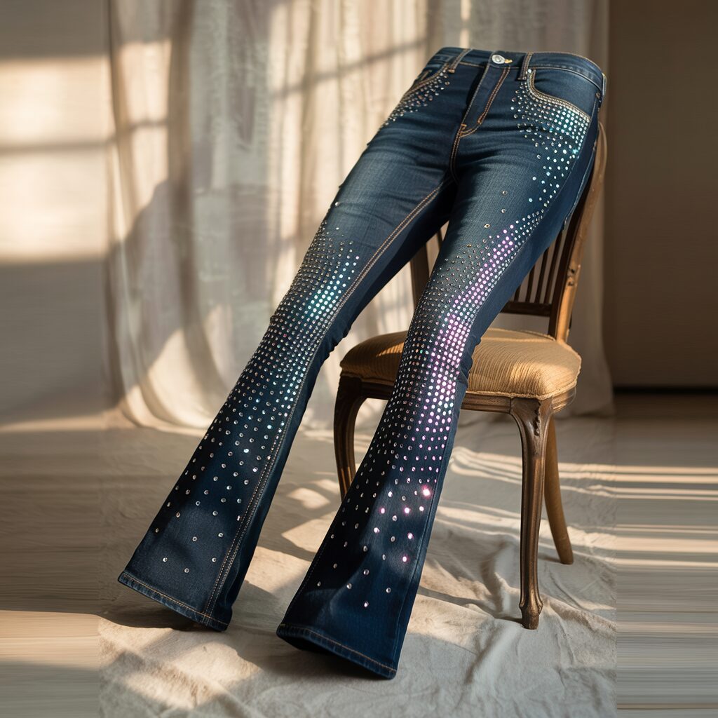 Rhinestone Flare Jeans