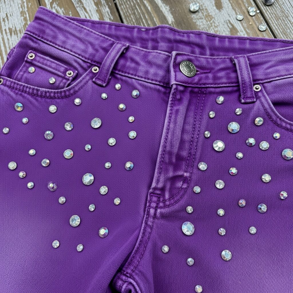 Rhinestone Purple Jeans