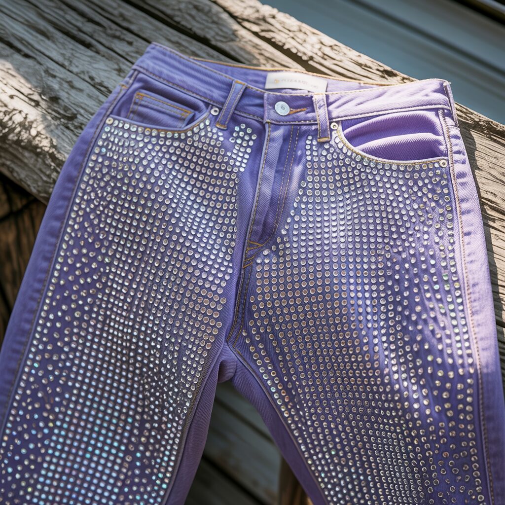 Rhinestone Purple Jeans
