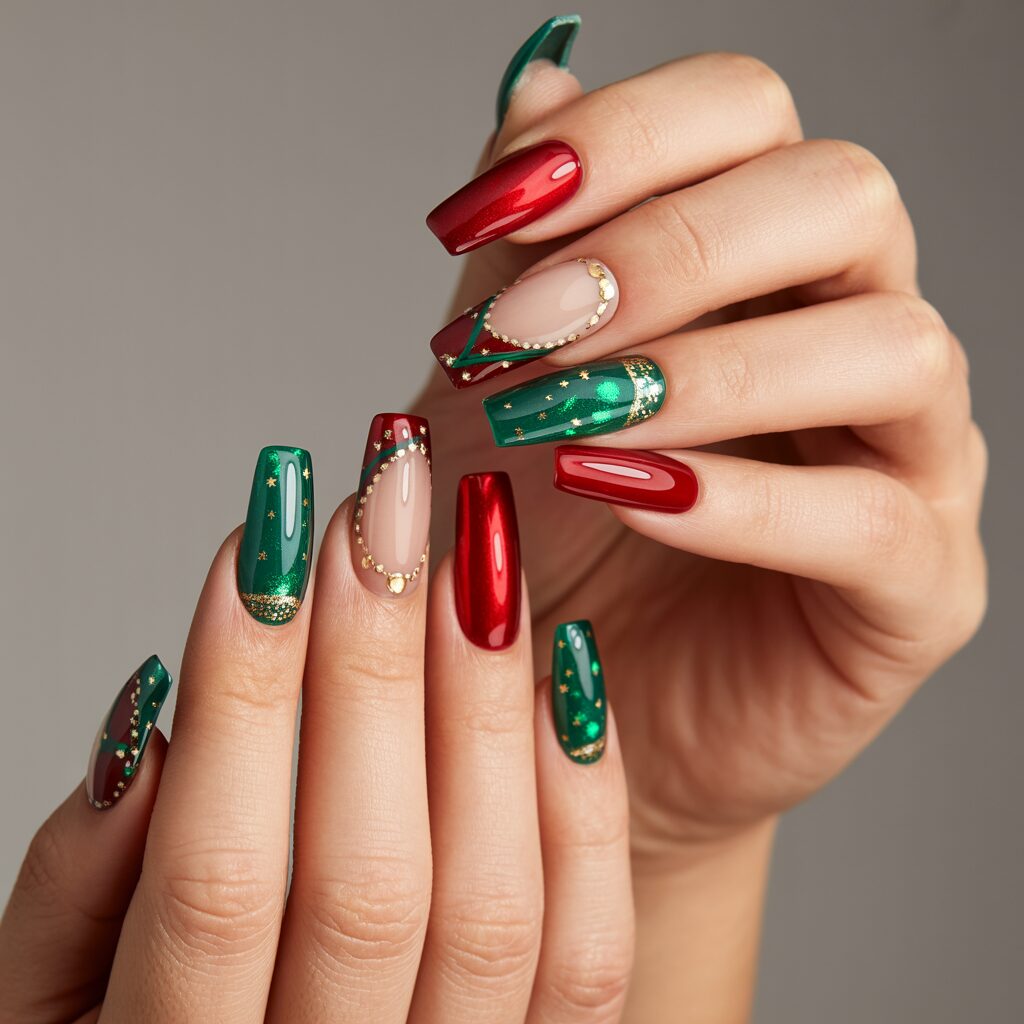 acrylic christmas nails 2025