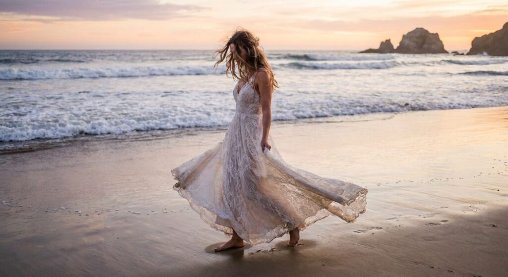 beach wedding dress bride