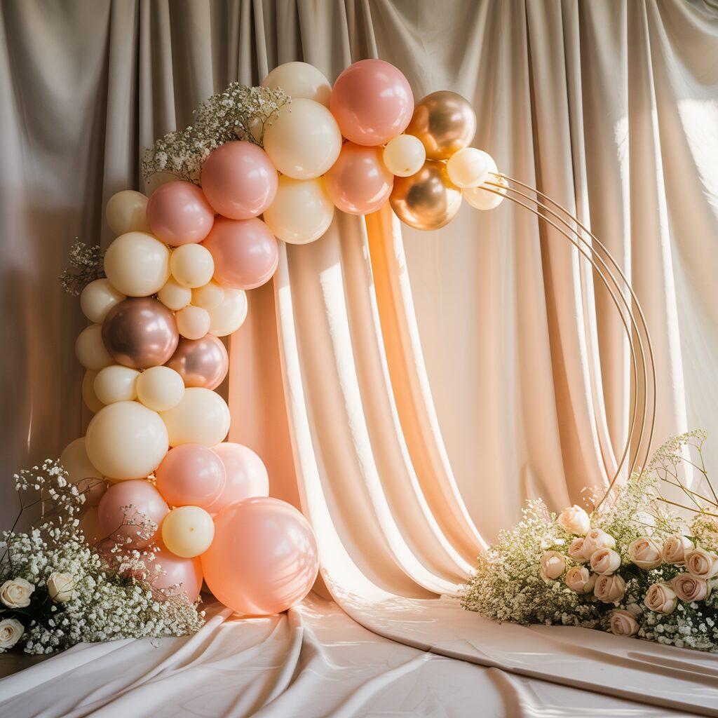 bridal shower backdrop with balloons