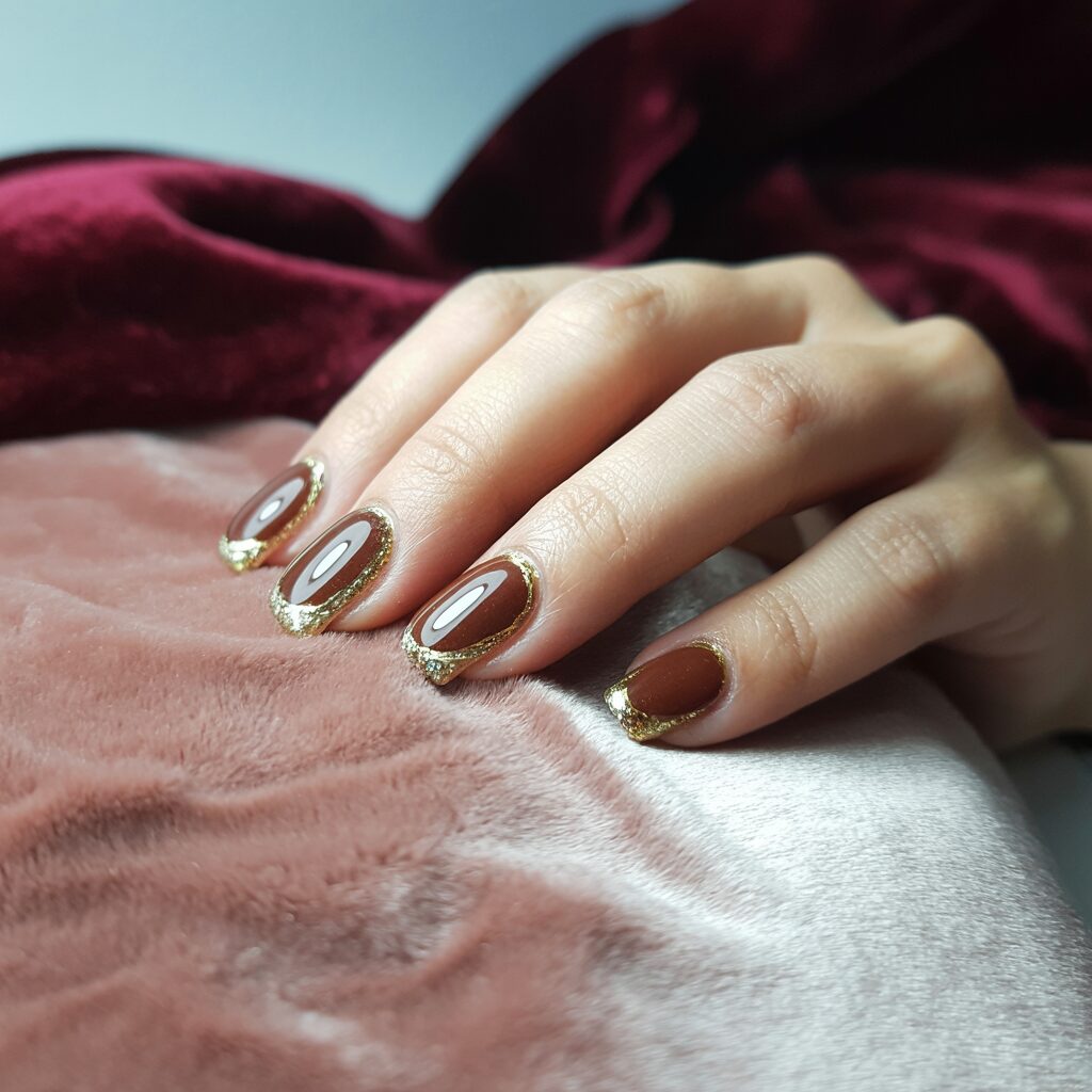 Brown and Gold Nails Acrylic