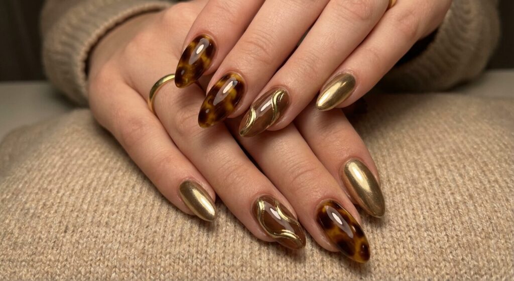 brown gold nails 1