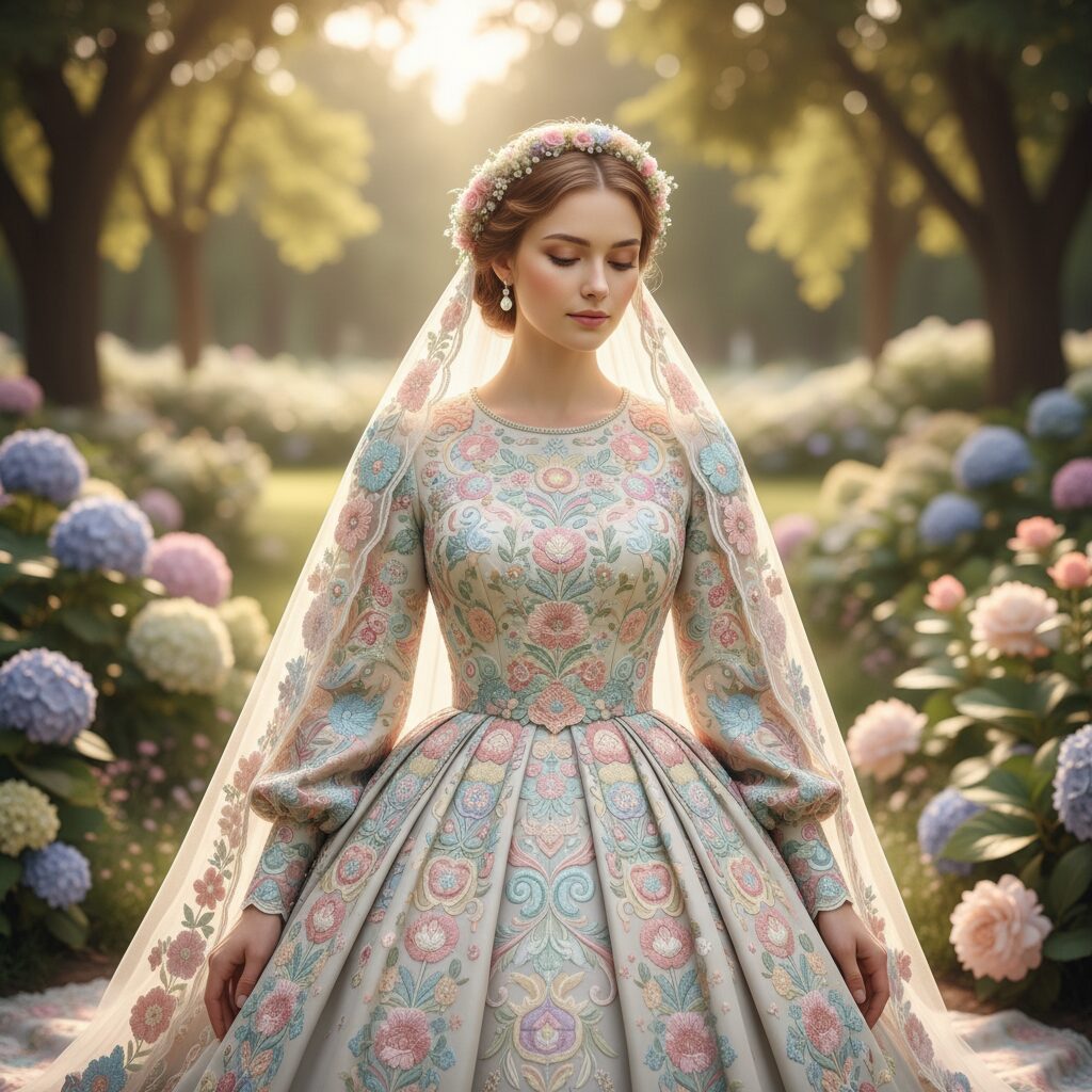 cultural bridal gown pastel theme