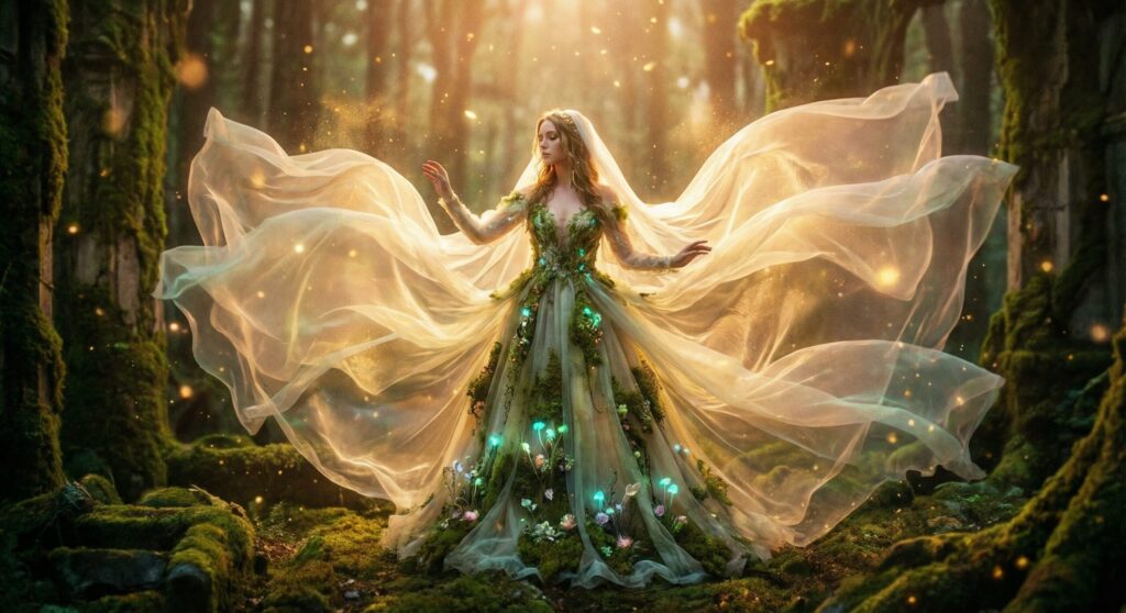 fantasy bridal gown art style