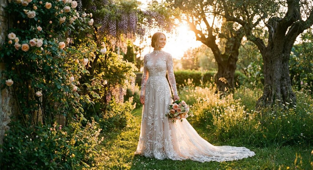 lace embroidery with long sleeves