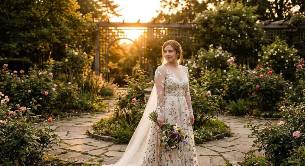 long sleeve bridal gown photography