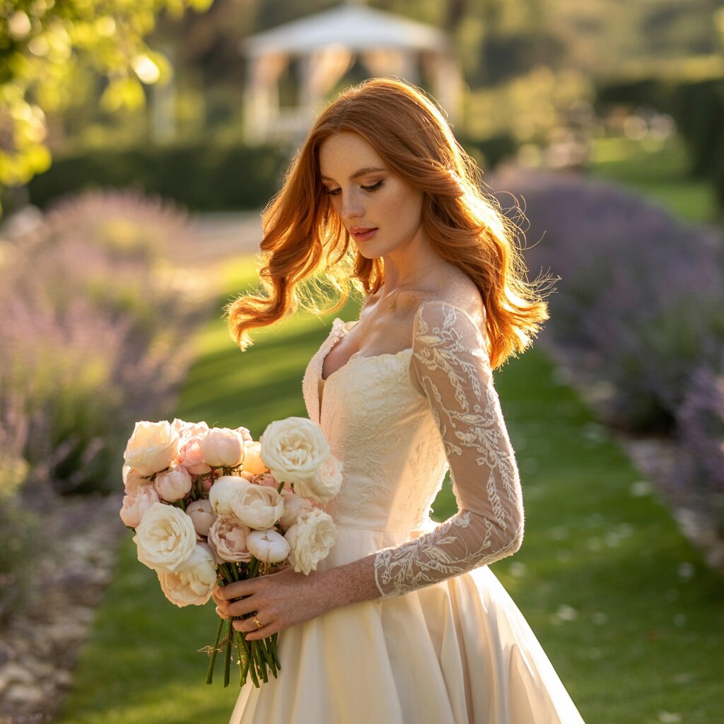 long sleeves with lace embroidery