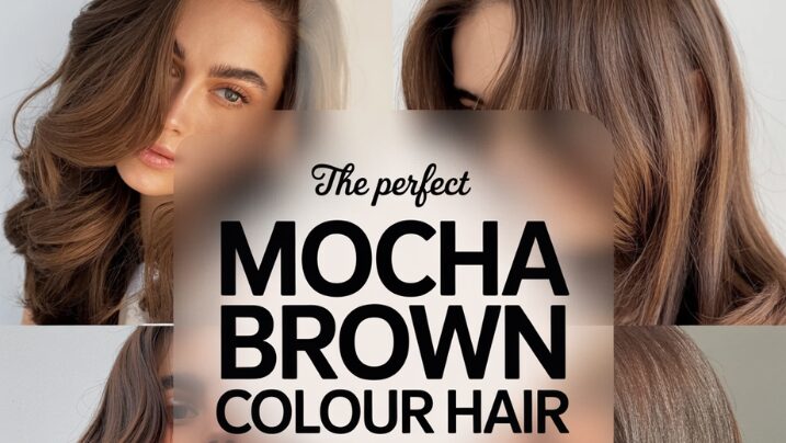 Woman with beautiful mocha brown colour hair showing glossy shine and healthy texture
