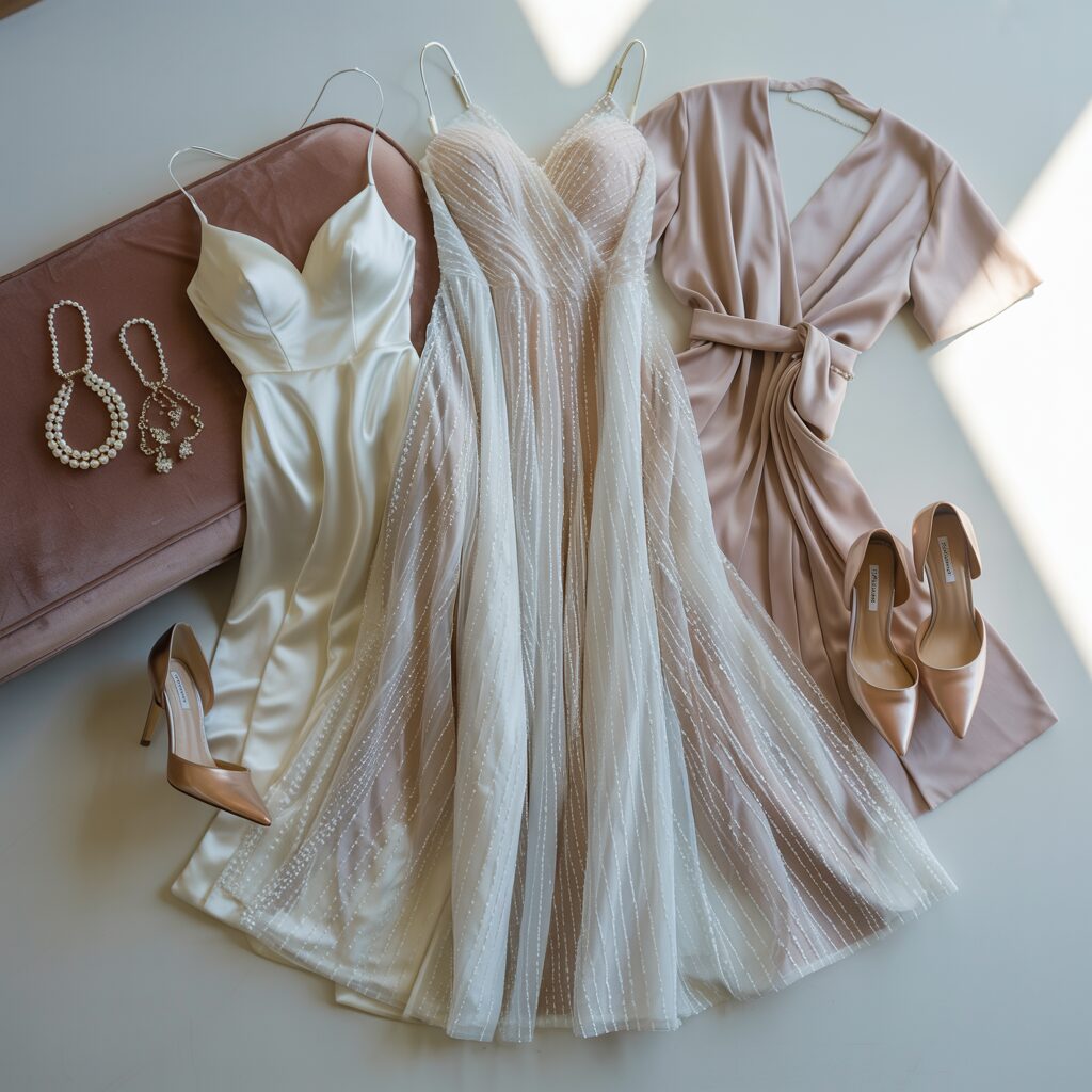 outfit ideas to match morilee divina wedding dress vibe