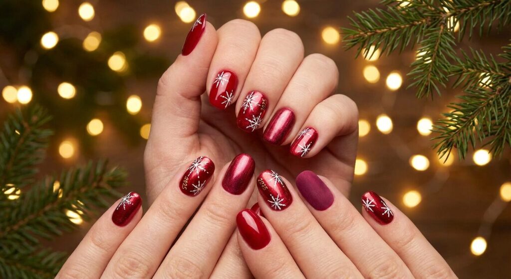 red christmas nails 2025