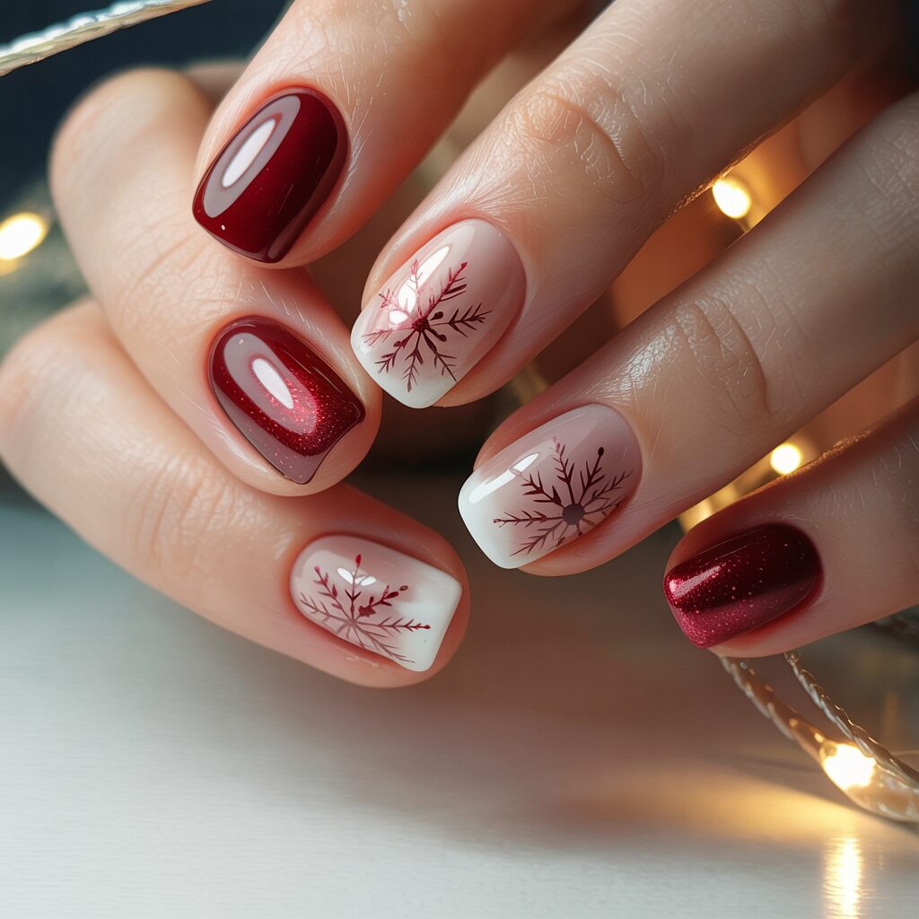 red christmas nails 2025 in glossy and matte tones