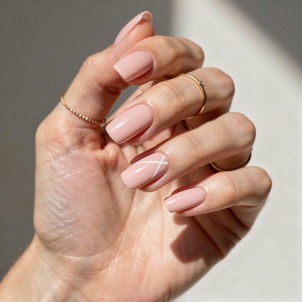 simple pink acrylic nails