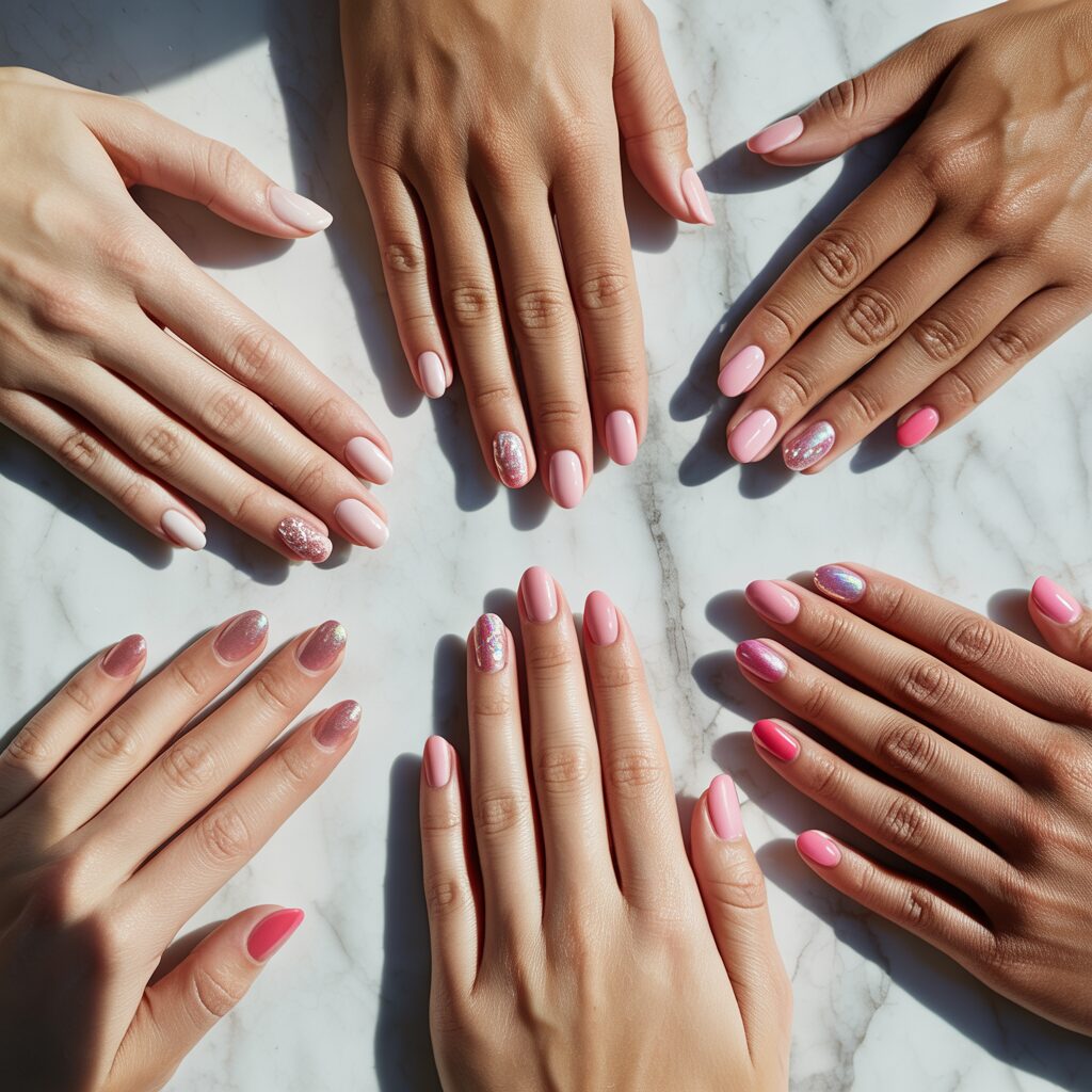 trending pink nail grid