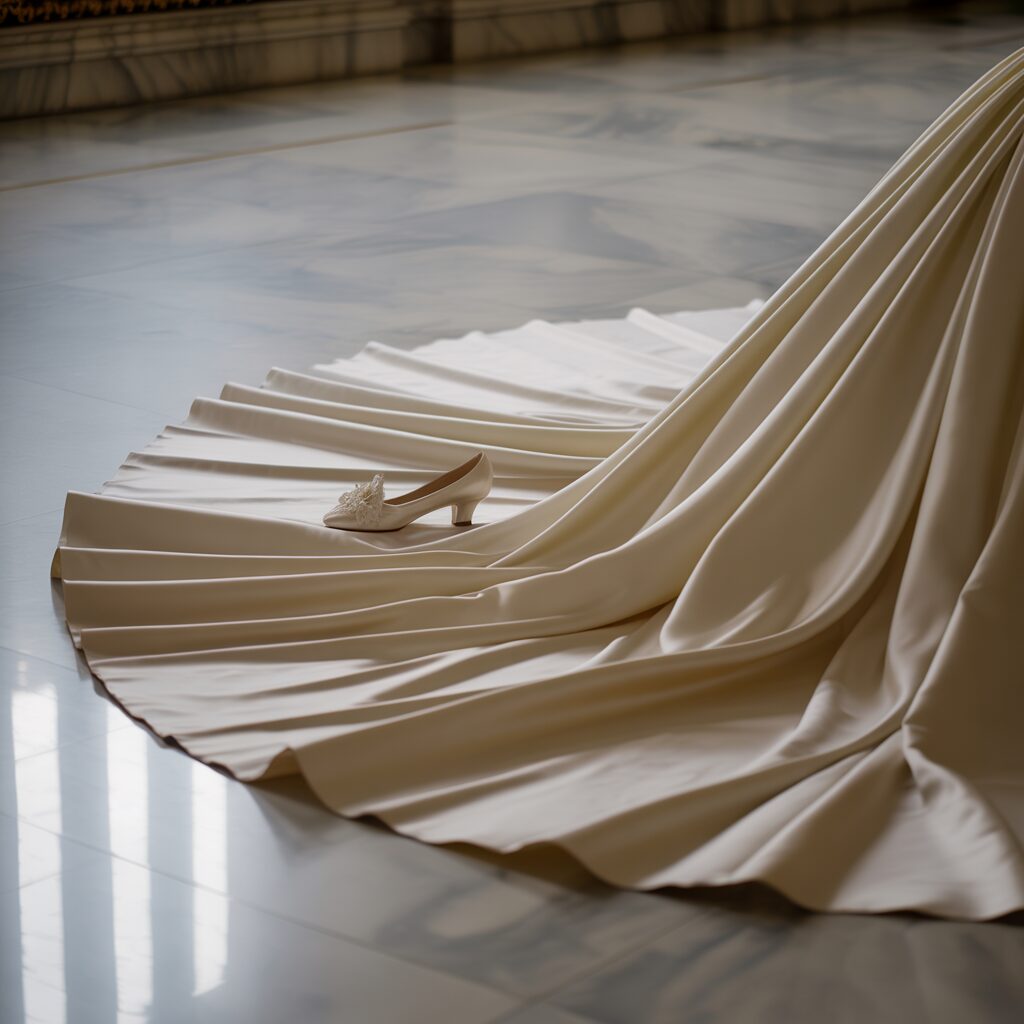 wide angle shot of ball gown