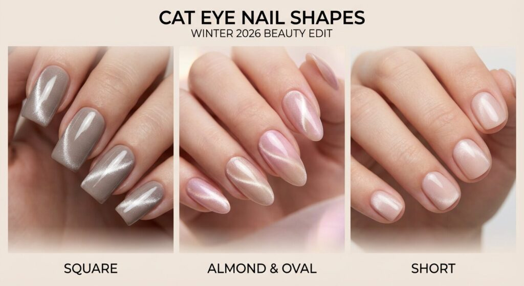 Cat Eye Nails by Nail Shape – Square Almond Short