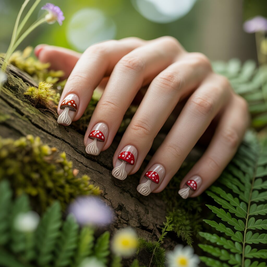 Cute mushroom nails