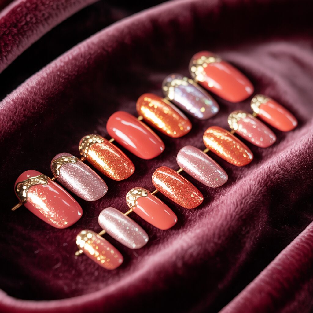Glamnetic press on nails with a close-up view of the adhesive tabs and nails