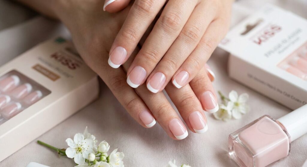 Kiss press on French tip nails 02