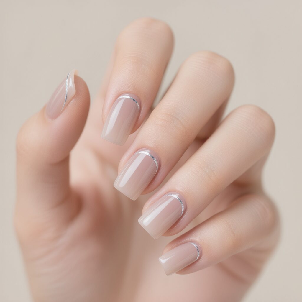 Minimalist cat eye nails design in nude and light pink shades