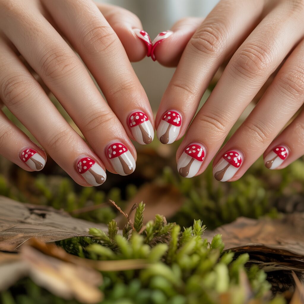 Mushroom french tip nails