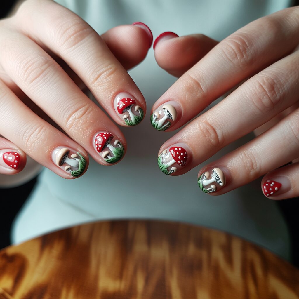 Mushroom nail art techniques