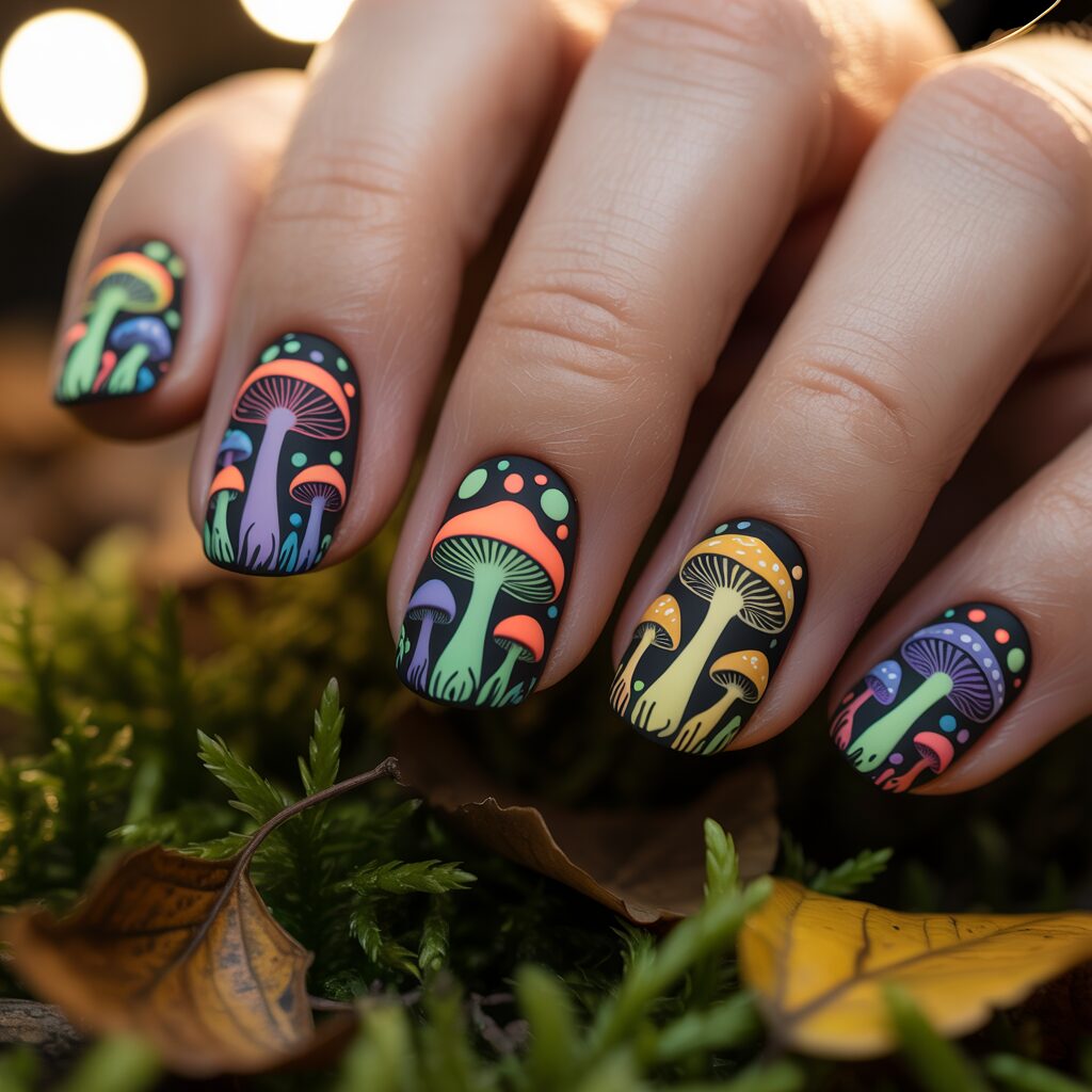 Trippy mushroom nails