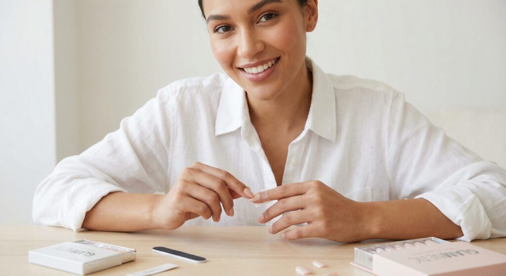 applying glamnetic press on nails 02