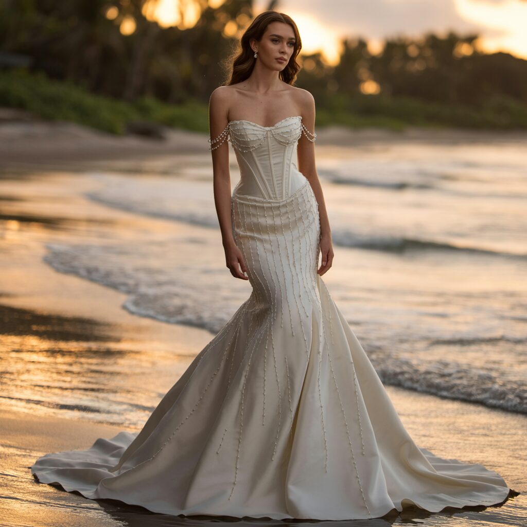 Corset mermaid wedding dress with elegant fitted silhouette