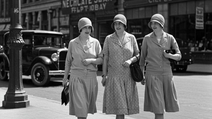Casual 1920s women’s street style featuring practical outfits worn for daily activities
