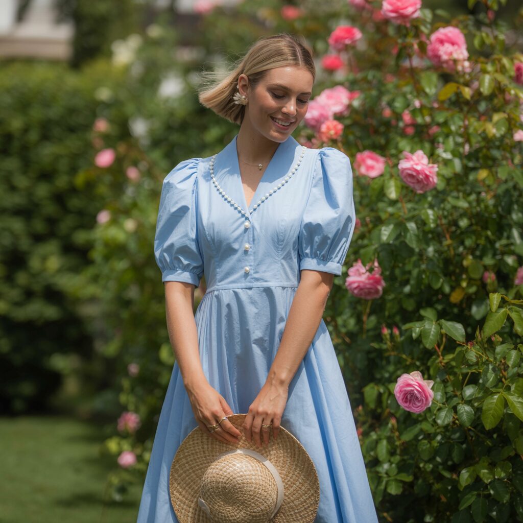 Collar style lawn gala design dress with button closure
